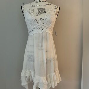 Free People White Lace Trim Dress